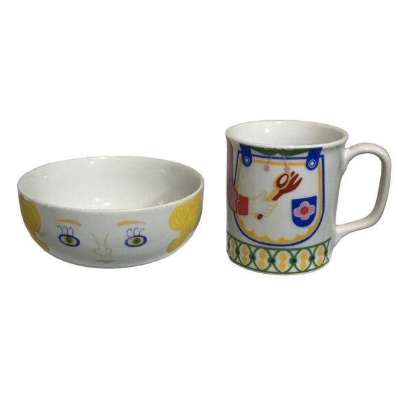 Seymour Mann Inc. Good Morning To You Mug & Bowl Set Whimsical, Ladies Apron - Picture 2 of 13